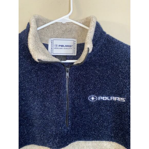 Polaris Mens Medium 1/4 Zip Navy Long Sleeve Pullover Fleece Sweatshirt EUC - Picture 4 of 5